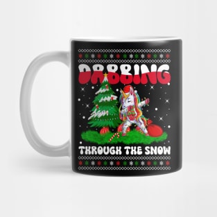 Dabbing Through The Snow Unicorn Christmas Lights Rainbow Mug